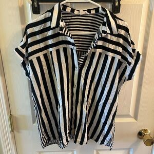 Jane and Delancey Black and White Striped Blouse